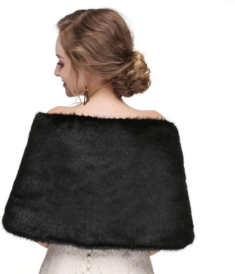 Olbye Yfe Women's Faux Fur Shawls Wraps Wedding Sleeveless Fur Wrap Shawl For Women 1920s Fur Stole Capelet - Image 2
